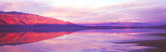 Panorama Landscape Photography Reflections at  Salt Creek Dry Lake, Death Valley